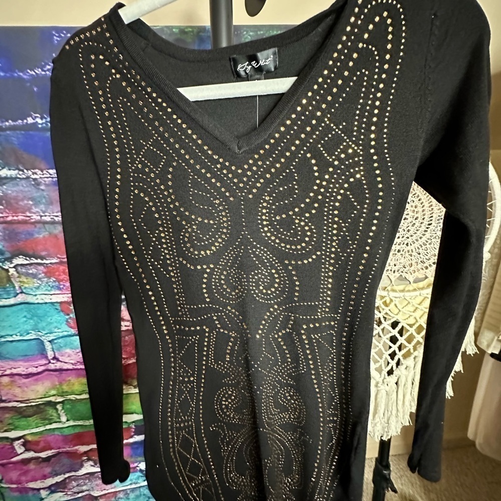 NWT Say What Black Gold Sequins BodyCon Dress, size Small - Picture 2 of 6
